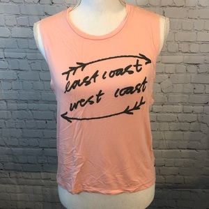 AMERICAN EAGLE Peach Sleeveless Tank with Gray Writing-Small